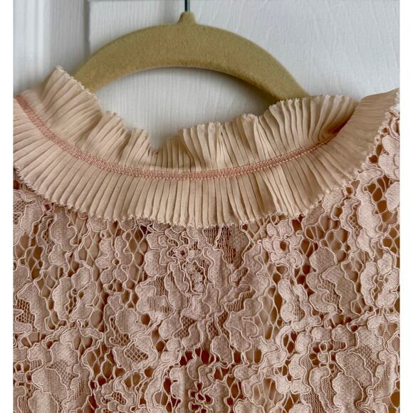 J Crew Cream Lace Sleeveless Blouse Ruffle Neck Size S - Picture 5 of 8